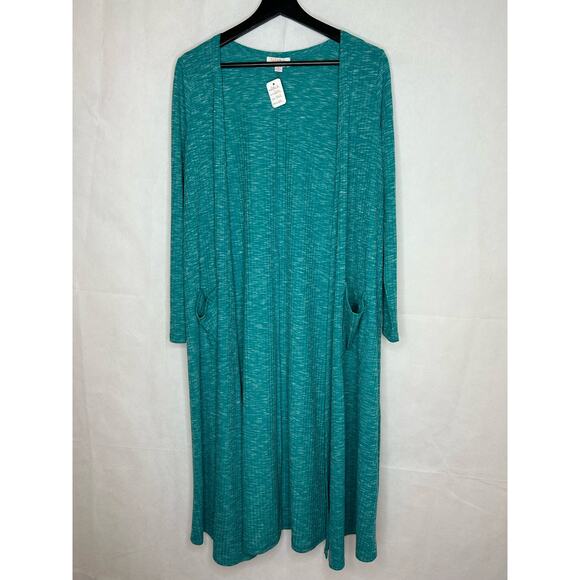 Lularoe Long Cardigan Sweater Women SZ SM Runs Lg Duster Comfy Heather Aqua - Picture 1 of 6